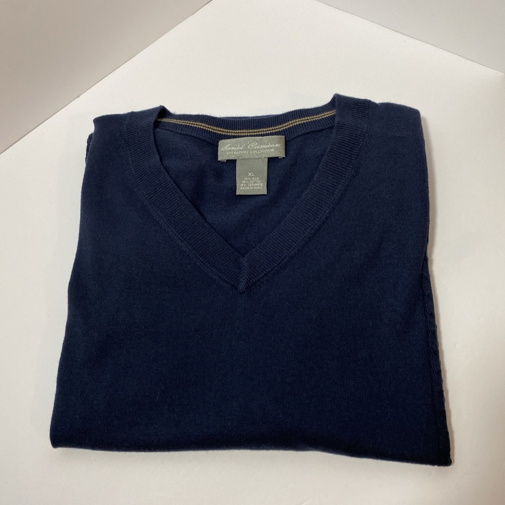 daniel cremieux Vest/Silk/Cotton/Cashmere XL Navy Blue F1‎